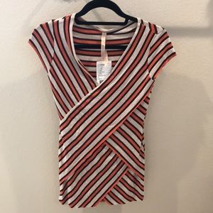 NWT Bailey 44 Orange & Navy Tiered Stripe Top S